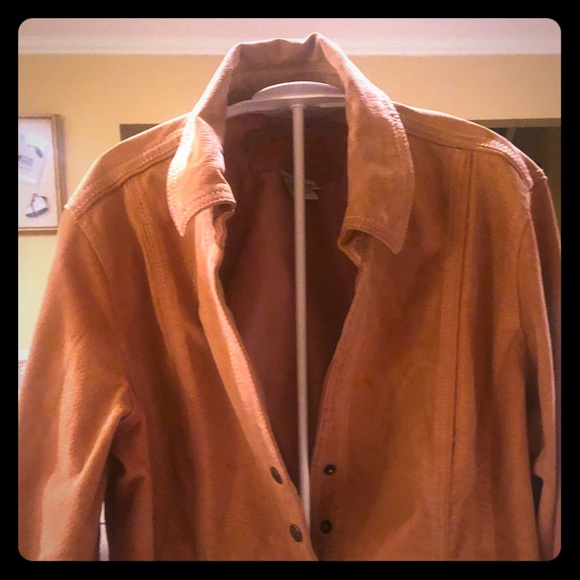 100% Washable Tangerine Colored Leather Jacket - Picture 1 of 9